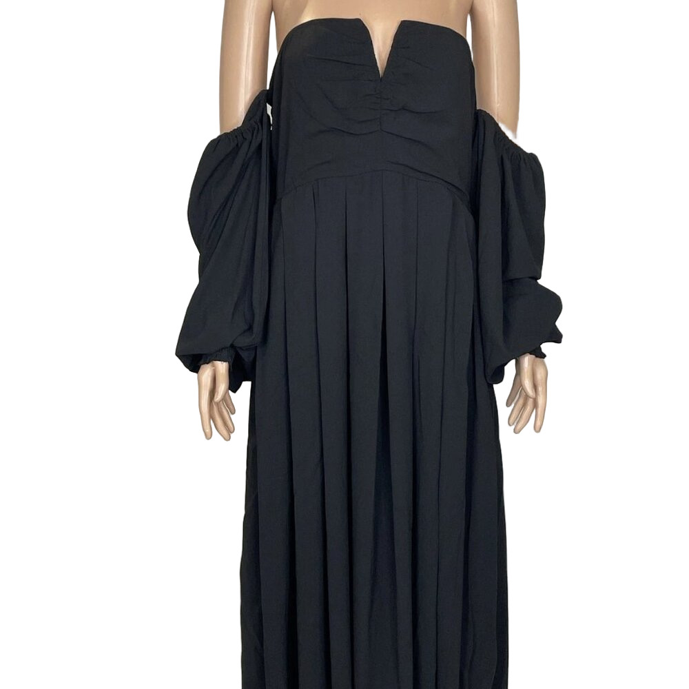 NEW EMILIA GEORGE Women's Sabrina Off Shoulder Maternity Gown Black Size M